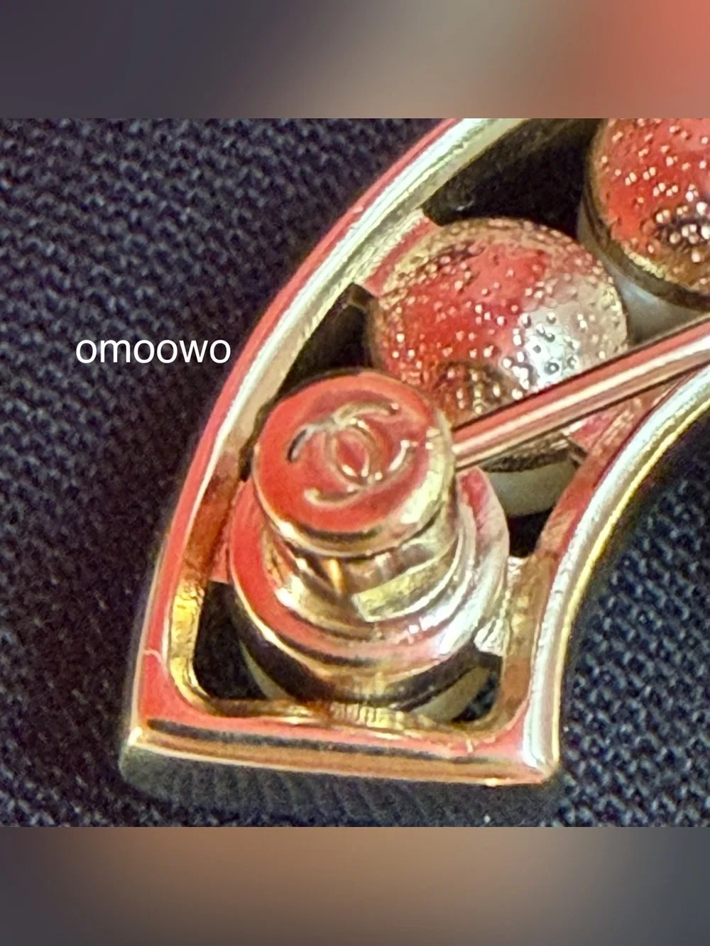 CHANEL Champagne Gold-Tone CC Pearl Brooch Rare